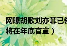 网曝胡歌刘亦菲已领结婚证（传言胡歌刘亦菲将在年底官宣）