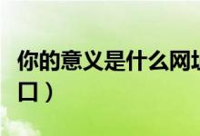 你的意义是什么网址(你的意义是什么测试入口)