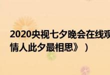 2020央视七夕晚会在线观看（2020七夕特别节目《天下有情人此夕最相思》）