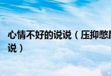 心情不好的说说（压抑憋屈的心情说说 不吵不闹心凉了的说说）