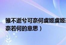 骓不逝兮可奈何虞姬虞姬奈若何（骓不逝兮可奈何虞姬虞姬奈若何的意思）