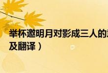 举杯邀明月对影成三人的意思（举杯邀明月对影成三人原文及翻译）
