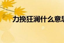 力挽狂澜什么意思（力挽狂澜的含义）