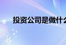 投资公司是做什么的（投资公司介绍）