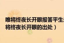 唯将终夜长开眼报答平生未展眉这句诗用来形容什么的(唯将终夜长开眼的出处)