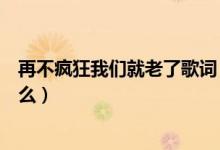 再不疯狂我们就老了歌词（再不疯狂我们就老了的歌词是什么）