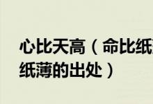心比天高（命比纸薄什么意思 心比天高命比纸薄的出处）