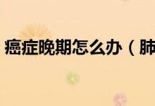 癌症晚期怎么办（肺癌晚期治疗的六点建议）