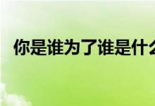 你是谁为了谁是什么歌（为了谁歌词介绍）