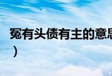 冤有头债有主的意思（冤有头债有主意思简介）