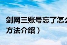 剑网三账号忘了怎么办（找回剑网三账号三种方法介绍）