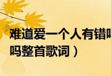 难道爱一个人有错吗歌词（难道爱一个人有错吗整首歌词）
