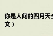 你是人间的四月天全诗(你是人间的四月天原文)