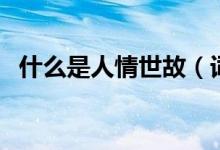 什么是人情世故（词语人情世故什么意思）