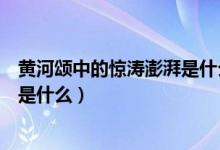 黄河颂中的惊涛澎湃是什么意思（黄河颂中的惊涛澎湃意思是什么）