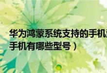 华为鸿蒙系统支持的手机型号有哪些（华为鸿蒙系统支持的手机有哪些型号）