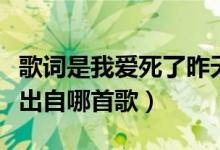 歌词是我爱死了昨天是什么歌（我爱死了昨天出自哪首歌）