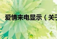 爱情来电显示（关于爱情来电显示的介绍）
