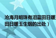 沧海月明珠有泪蓝田日暖玉生烟的意思（沧海月明珠有泪蓝田日暖玉生烟的出处）