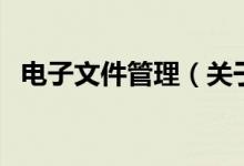 电子文件管理(关于电子文件管理的介绍)