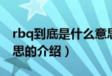 rbq到底是什么意思（关于rbq到底是什么意思的介绍）
