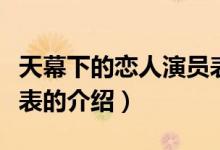 天幕下的恋人演员表（关于天幕下的恋人演员表的介绍）