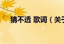 猜不透 歌词（关于猜不透 歌词的介绍）