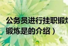 公务员进行挂职锻炼是（关于公务员进行挂职锻炼是的介绍）