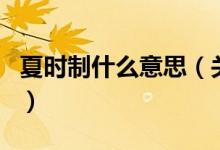 夏时制什么意思（关于夏时制什么意思的介绍）