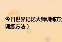 今日世界记忆大师训练方法有用吗（世界记忆大师的记忆力训练方法）