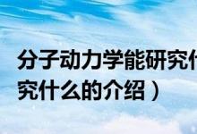 分子动力学能研究什么（关于分子动力学能研究什么的介绍）