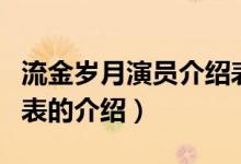 流金岁月演员介绍表（关于流金岁月演员介绍表的介绍）