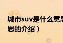 城市suv是什么意思（关于城市suv是什么意思的介绍）