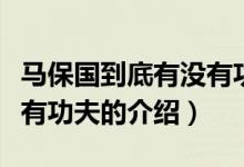 马保国到底有没有功夫（关于马保国到底有没有功夫的介绍）