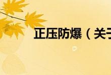 正压防爆(关于正压防爆的介绍)