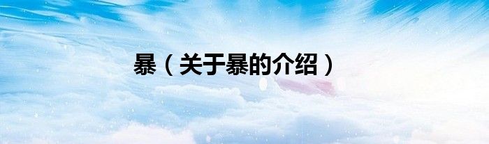 暴（关于暴的介绍）