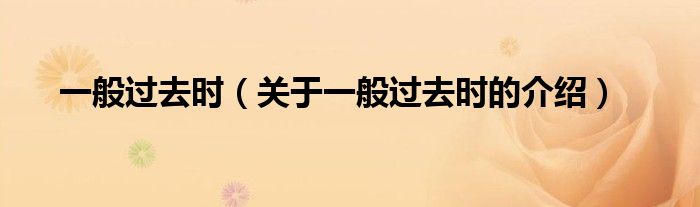 一般过去时（关于一般过去时的介绍）