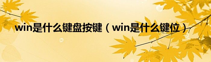win是什么键盘按键（win是什么键位）
