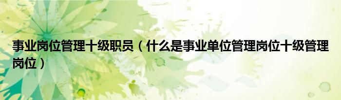事业岗位管理十级职员（什么是事业单位管理岗位十级管理岗位）