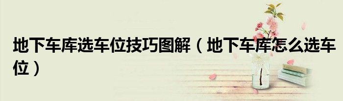地下车库选车位技巧图解（地下车库怎么选车位）