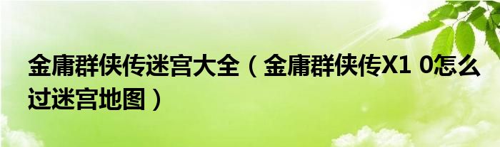 金庸群侠传迷宫大全（金庸群侠传X1 0怎么过迷宫地图）