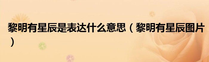 黎明有星辰是表达什么意思（黎明有星辰图片）