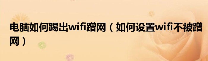 电脑如何踢出wifi蹭网（如何设置wifi不被蹭网）