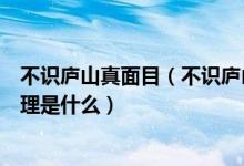 不识庐山真面目(不识庐山真面目只缘身在此山中的人生哲理是什么)