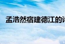 孟浩然宿建德江的诗意（宿建德江的诗意）