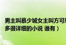 男主叫慕少城女主叫方可欣的小说（我要那种女主很多 肉戏多很详细的小说 谁有）