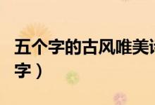 五个字的古风唯美诗句（五个字的古风唯美名字）