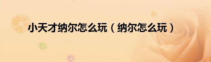 小天才纳尔怎么玩（纳尔怎么玩）