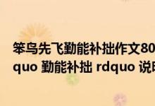 笨鸟先飞勤能补拙作文800字（ldquo 笨鸟先飞 rdquo   ldquo 勤能补拙 rdquo 说明( )）