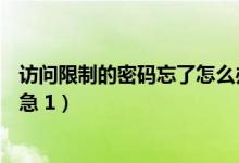 访问限制的密码忘了怎么办?（访问限制密码忘记了 怎么办 急 1）